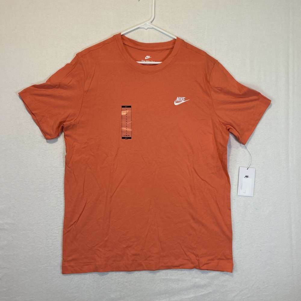 Nike Sportswear Club T-Shirt Tee Men's Large AR4997-814 Orange Short Sleeve